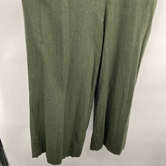 Who What Wear Linen Blend Belted Wide Leg Jumpsuit Romper Forest Green Medium - Picture 6 of 14